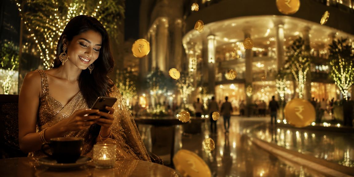 Mobile device playing slots with rupee symbols in Delhi casino setting